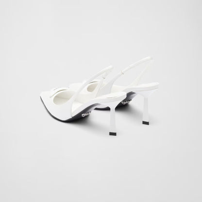 Brushed Leather Slingback Pumps