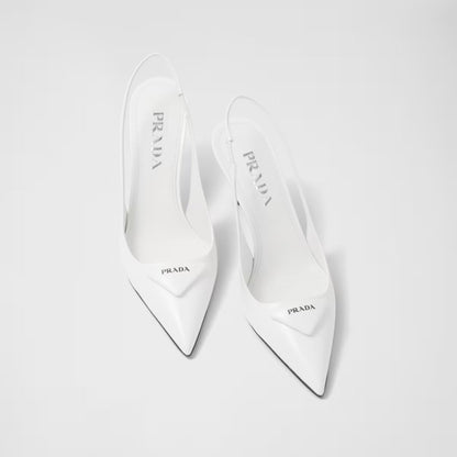 Brushed Leather Slingback Pumps