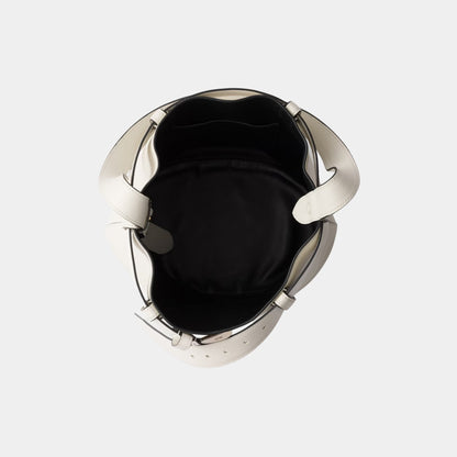 Buckle Leather Bucket Bag With Belt
