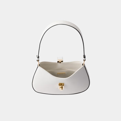Cleo Brushed Leather Shoulder Bag With Clasp Closure