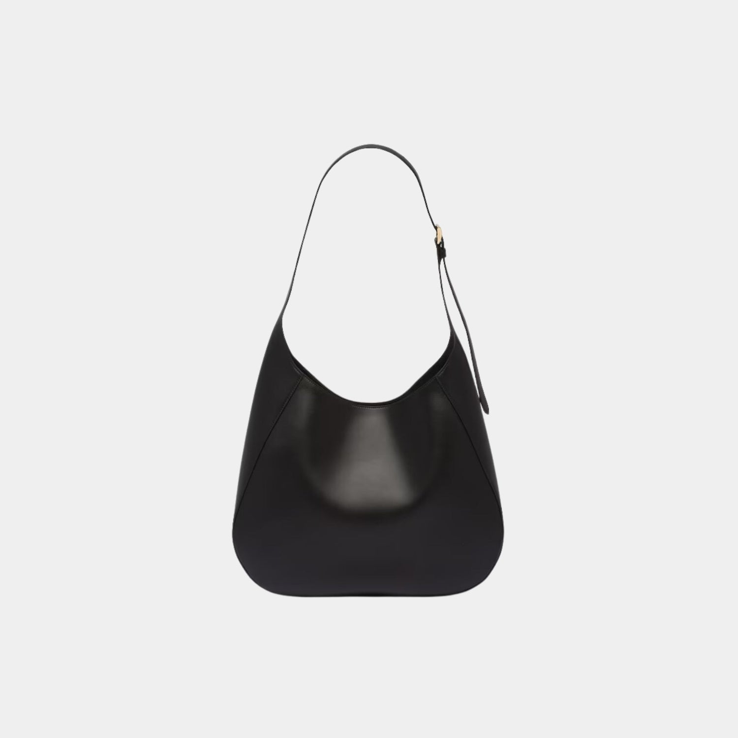 Large Leather Shoulder Bag with Topstitching