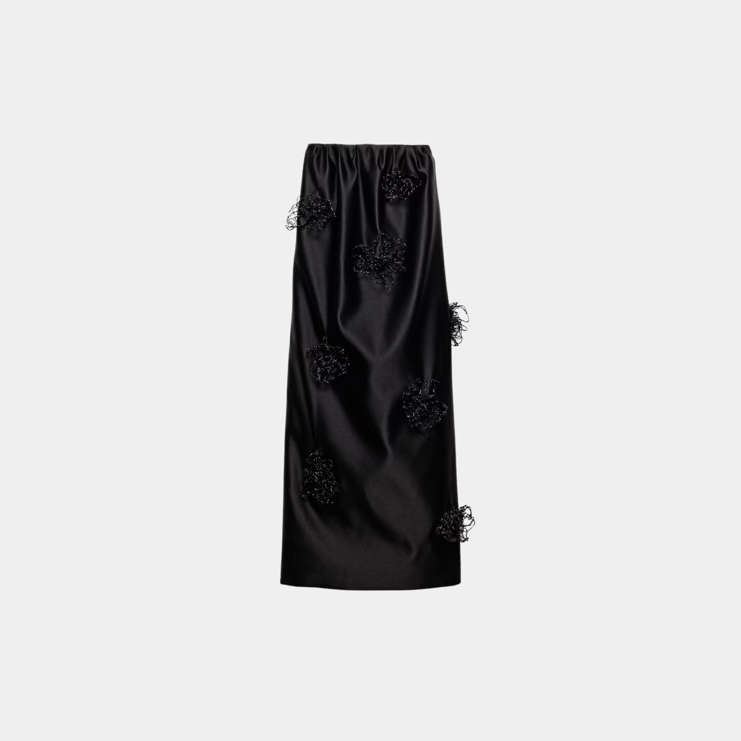 Long Embroidered Double Satin Skirt