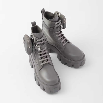 Monolith Leather And Re-Nylon Boots With Pouch