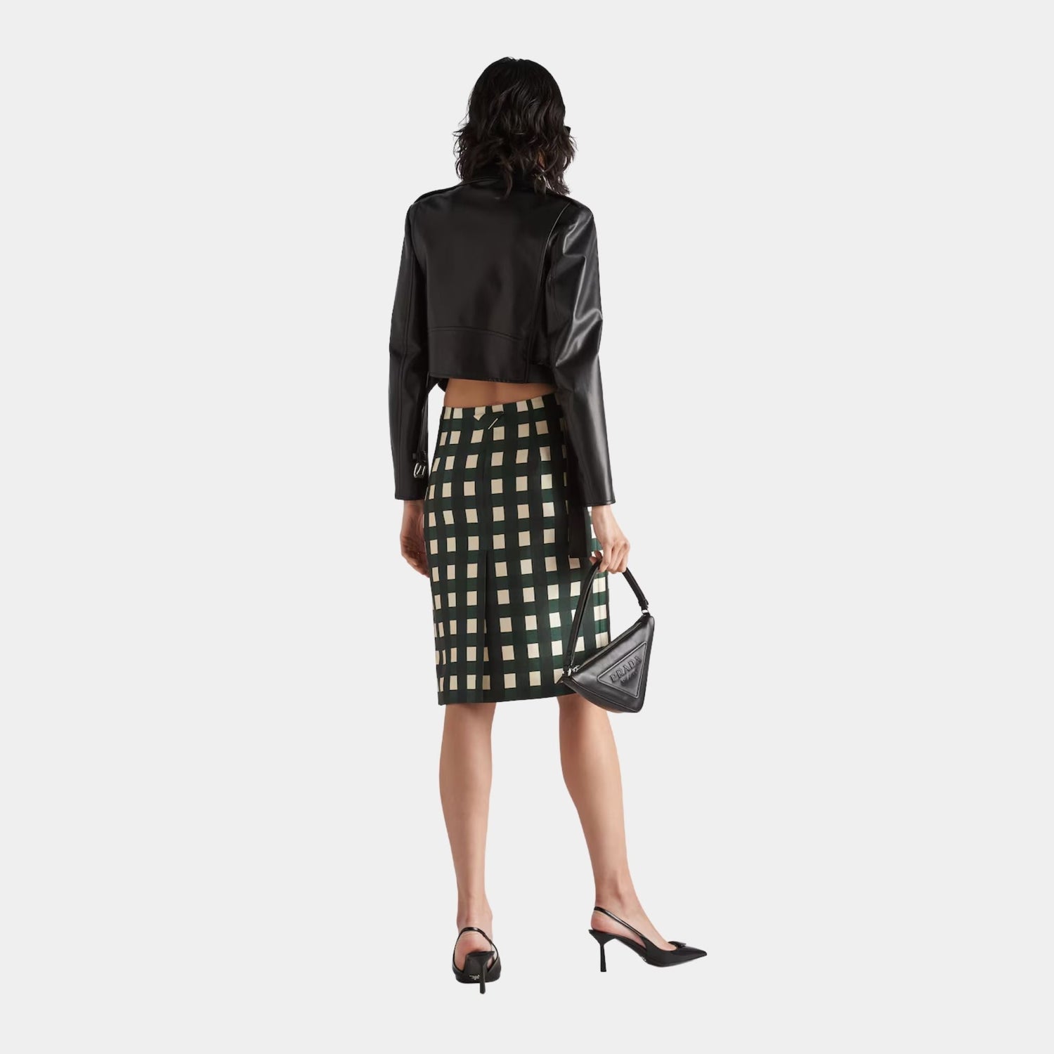 Nappa Black Leather Biker Cropped Jacket