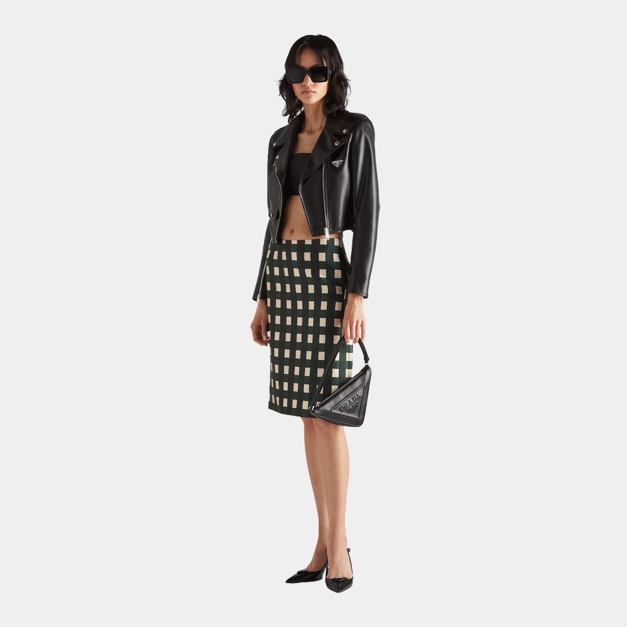 Nappa Black Leather Biker Cropped Jacket