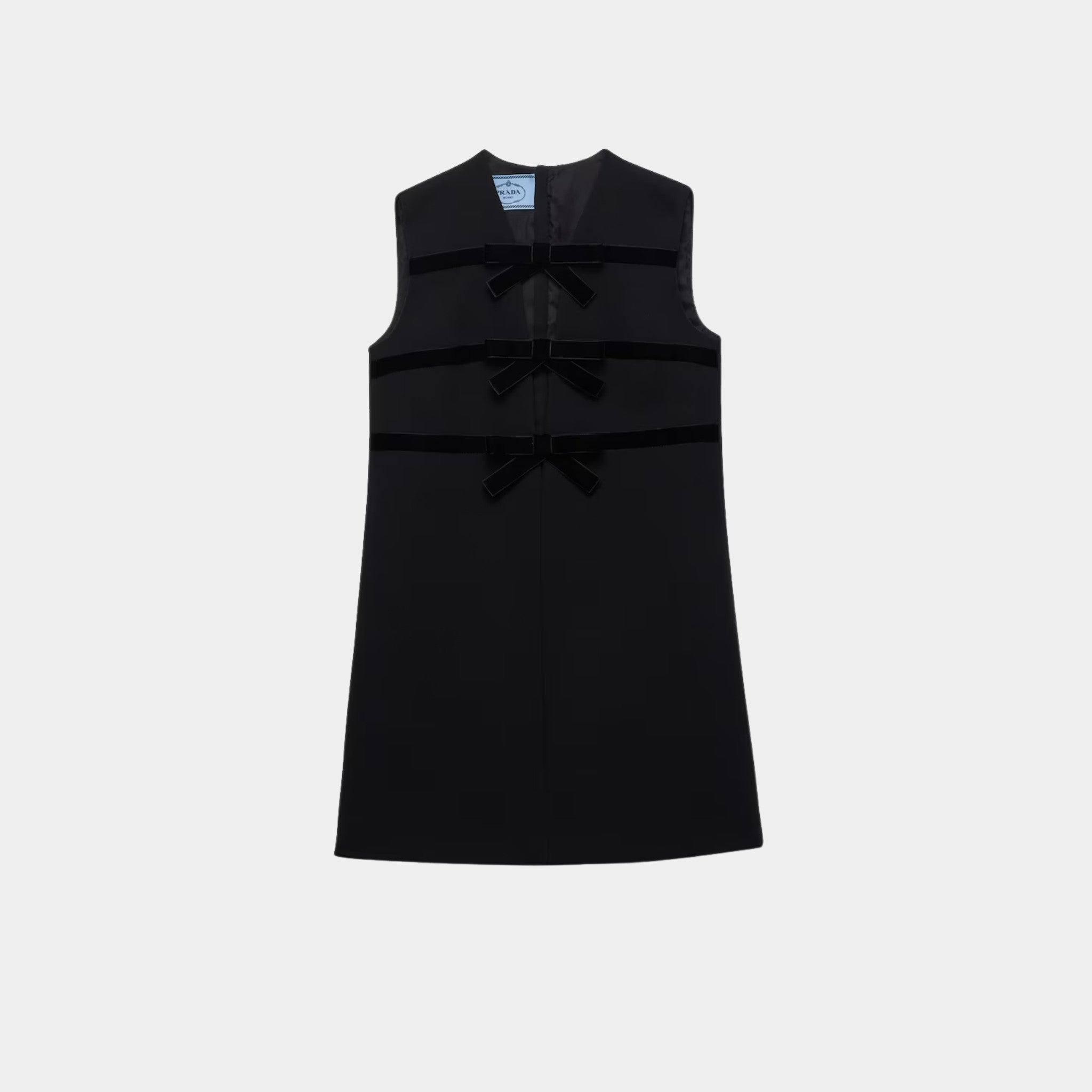 Natté Flared Mini Dress with Velvet Bows