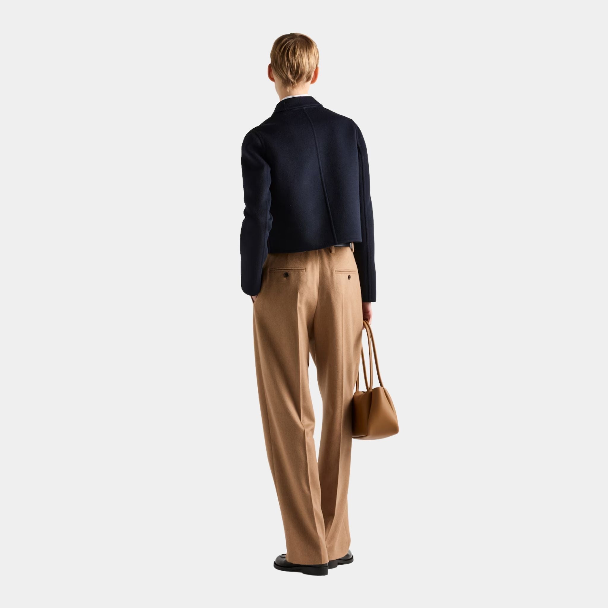Navy Embroidered Single-breasted Cashgora Jacket