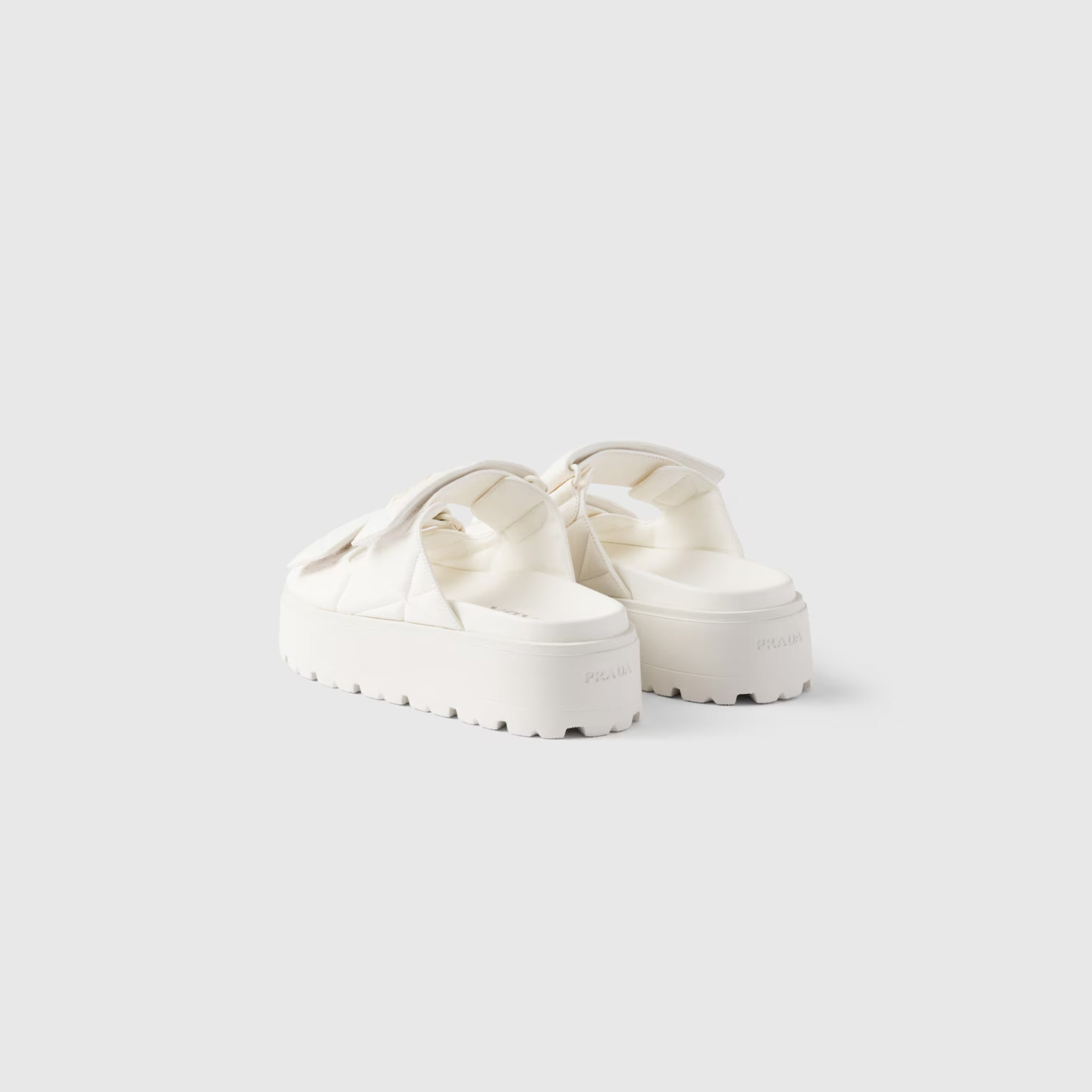 Padded Nappa Leather Slides With Rubber Platform Soles