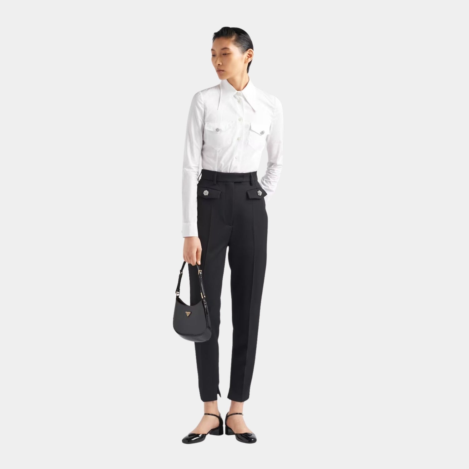 Poplin Shirt with Jewel Buttons
