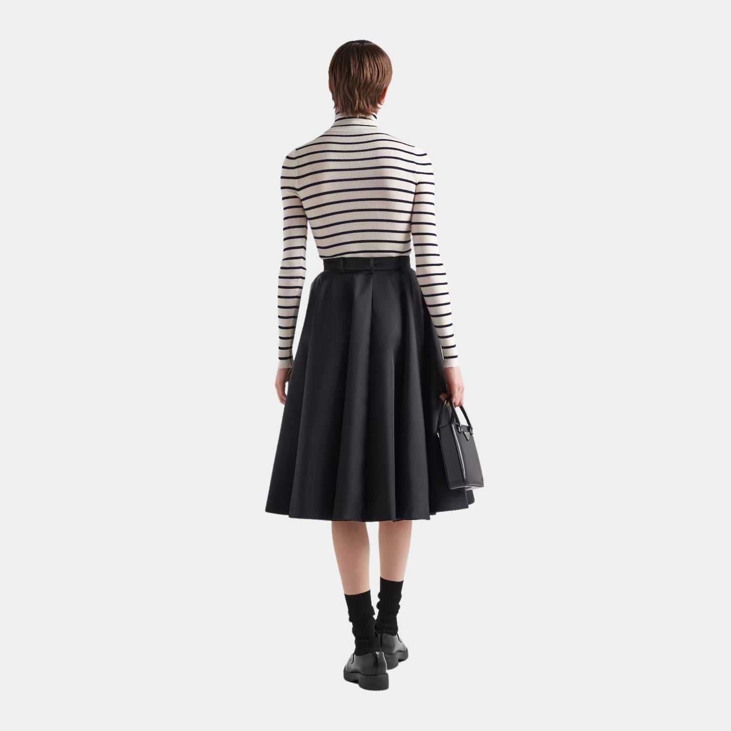 Re-Nylon Black Lined Pleated Skirt