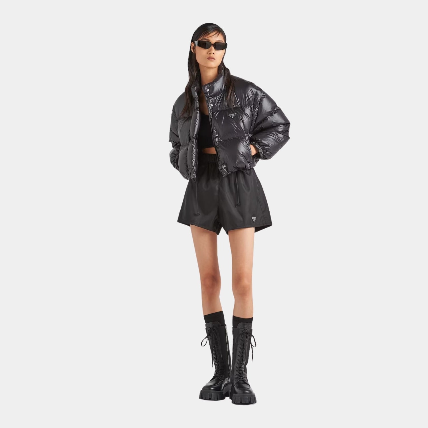 Re-Nylon Cropped Convertible Down Jacket