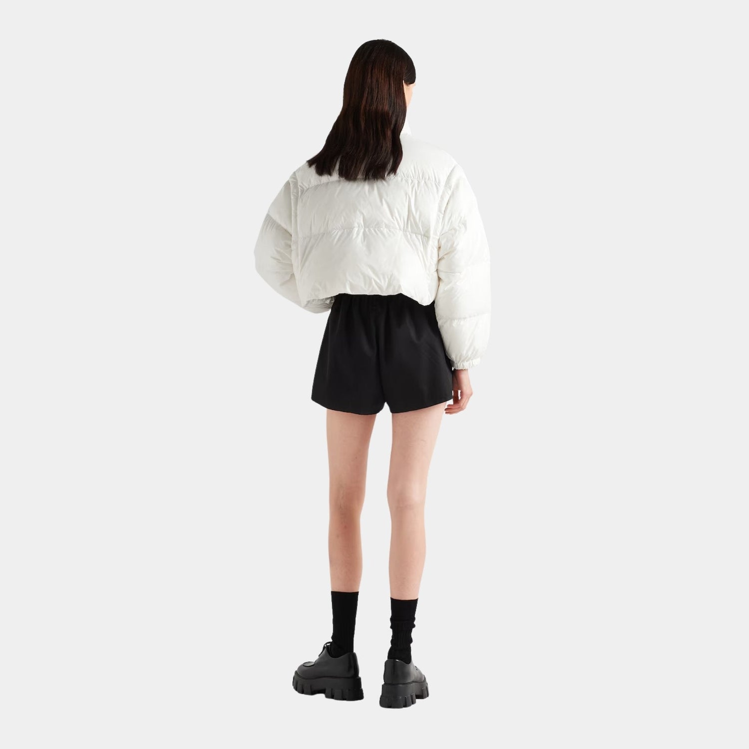 Re-Nylon Cropped Convertible Down Jacket