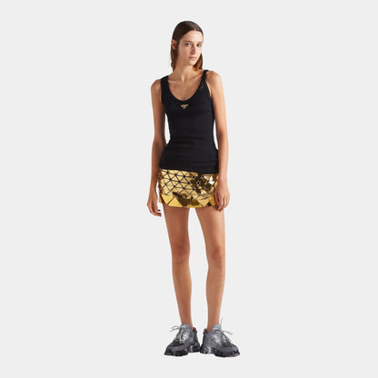 Ribbed Knit Jersey Tank Top