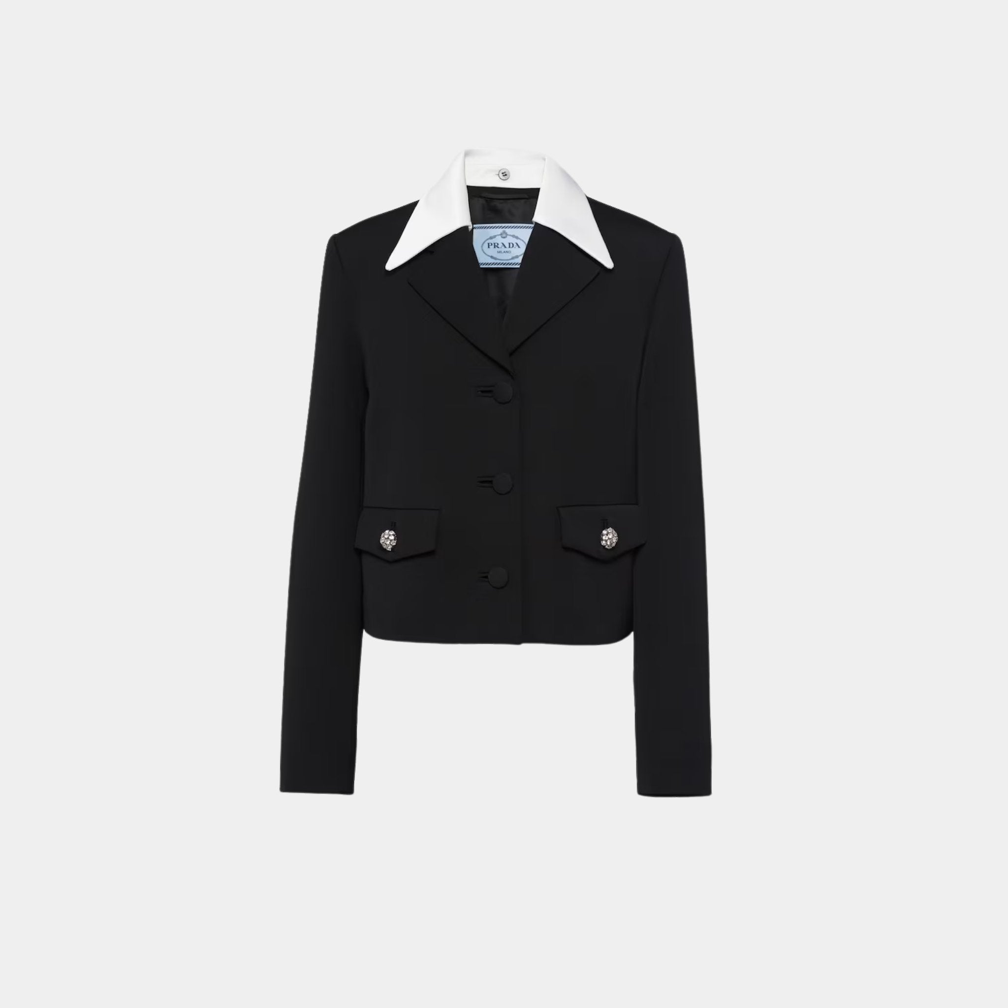 Single-breasted Wool and Satin Jacket
