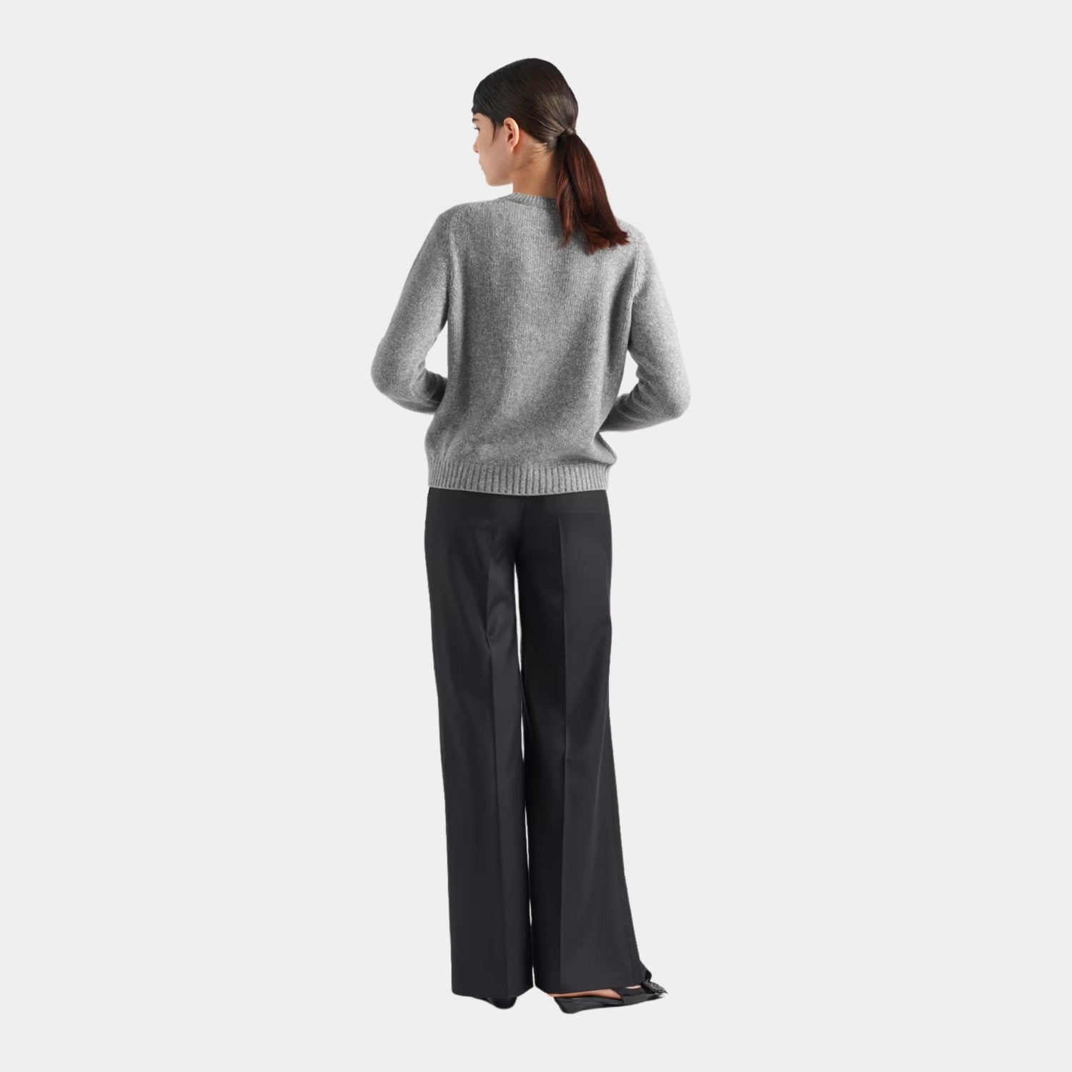 Wool Cashmere and Lamé Crew-neck Sweater