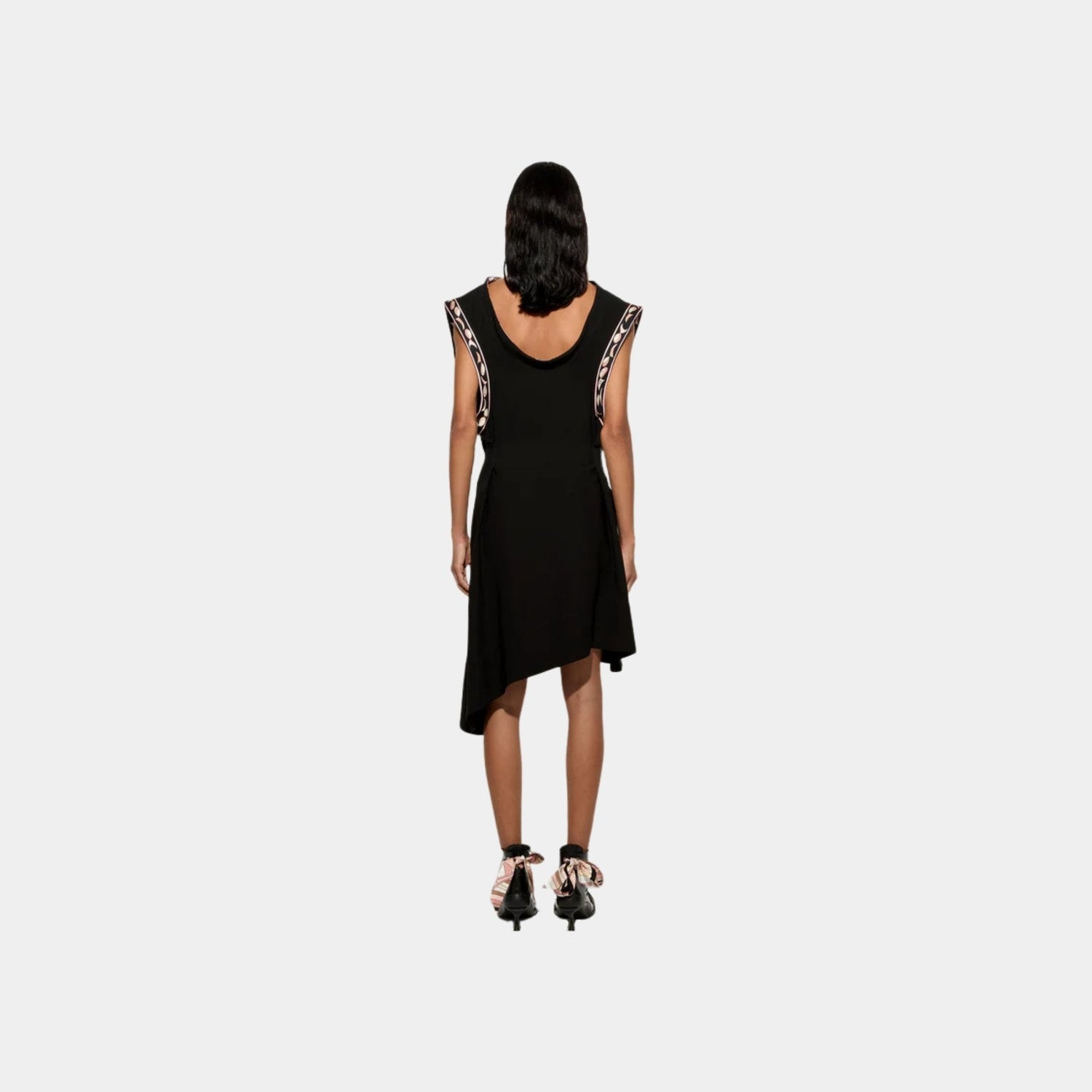 Asymmetrical Dress With Printed Broad Sleeves