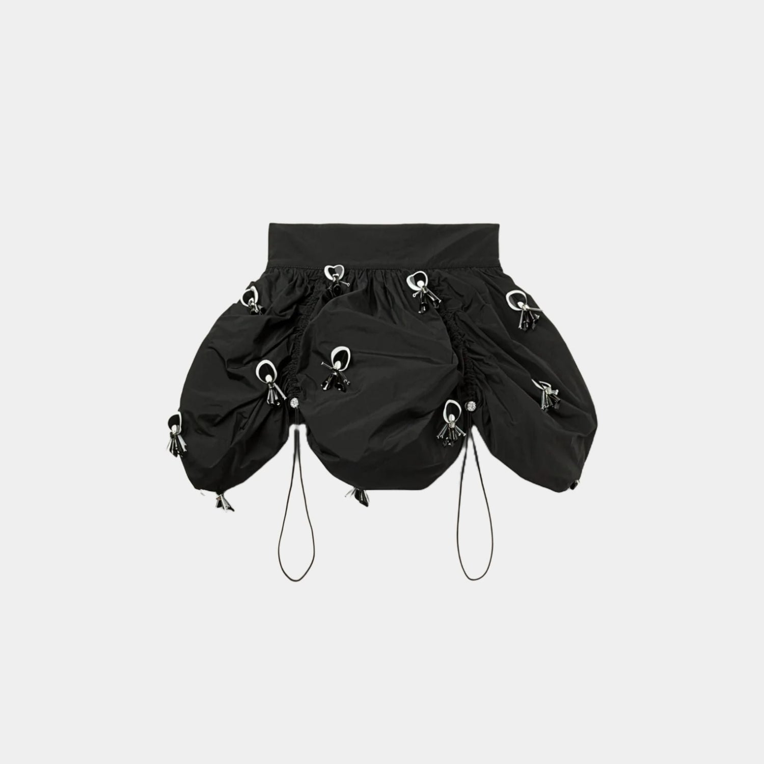 Flouncy Embroidered Mini Skirt With Elastic Waist