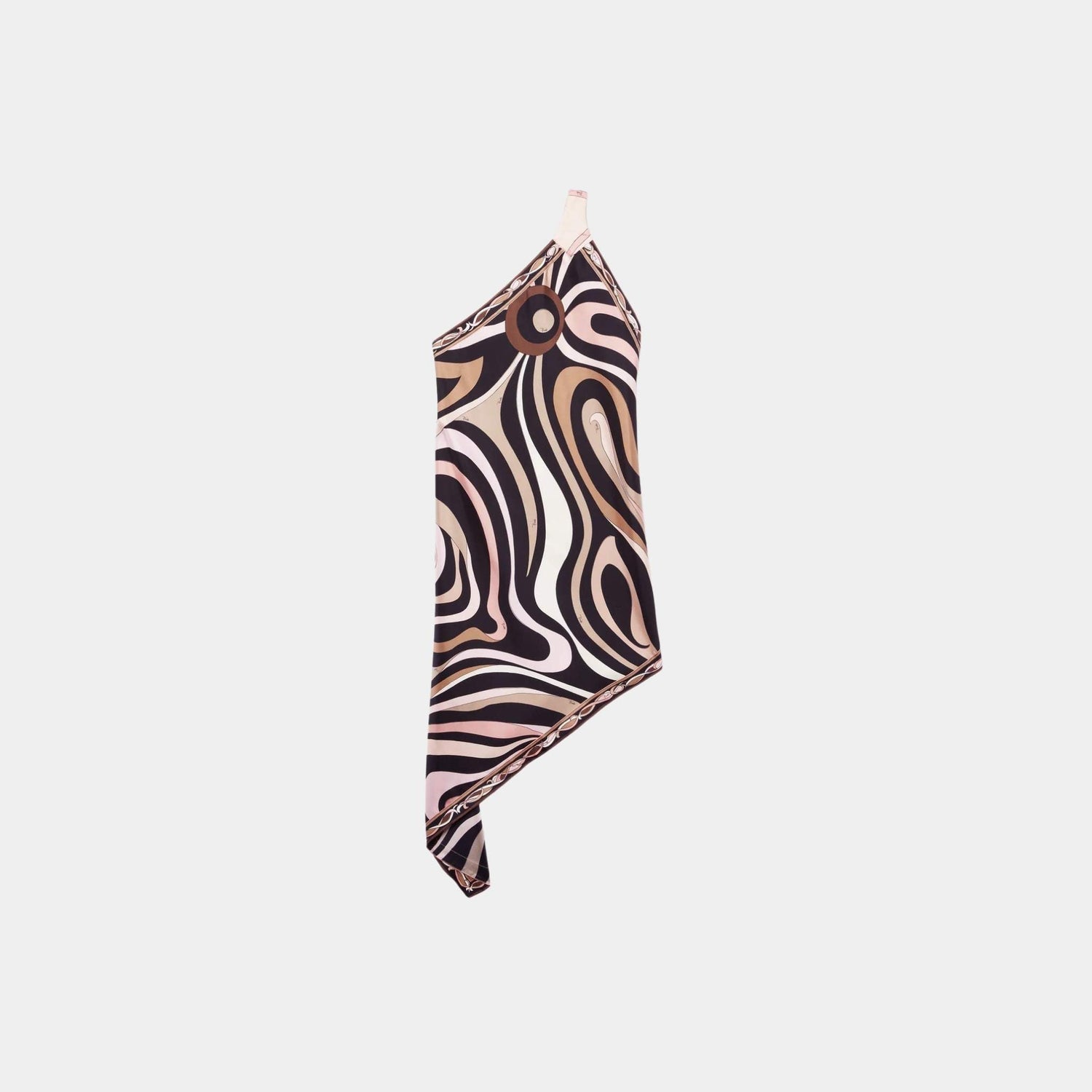 Marmo Print Asymmetrical Silk Twill Dress