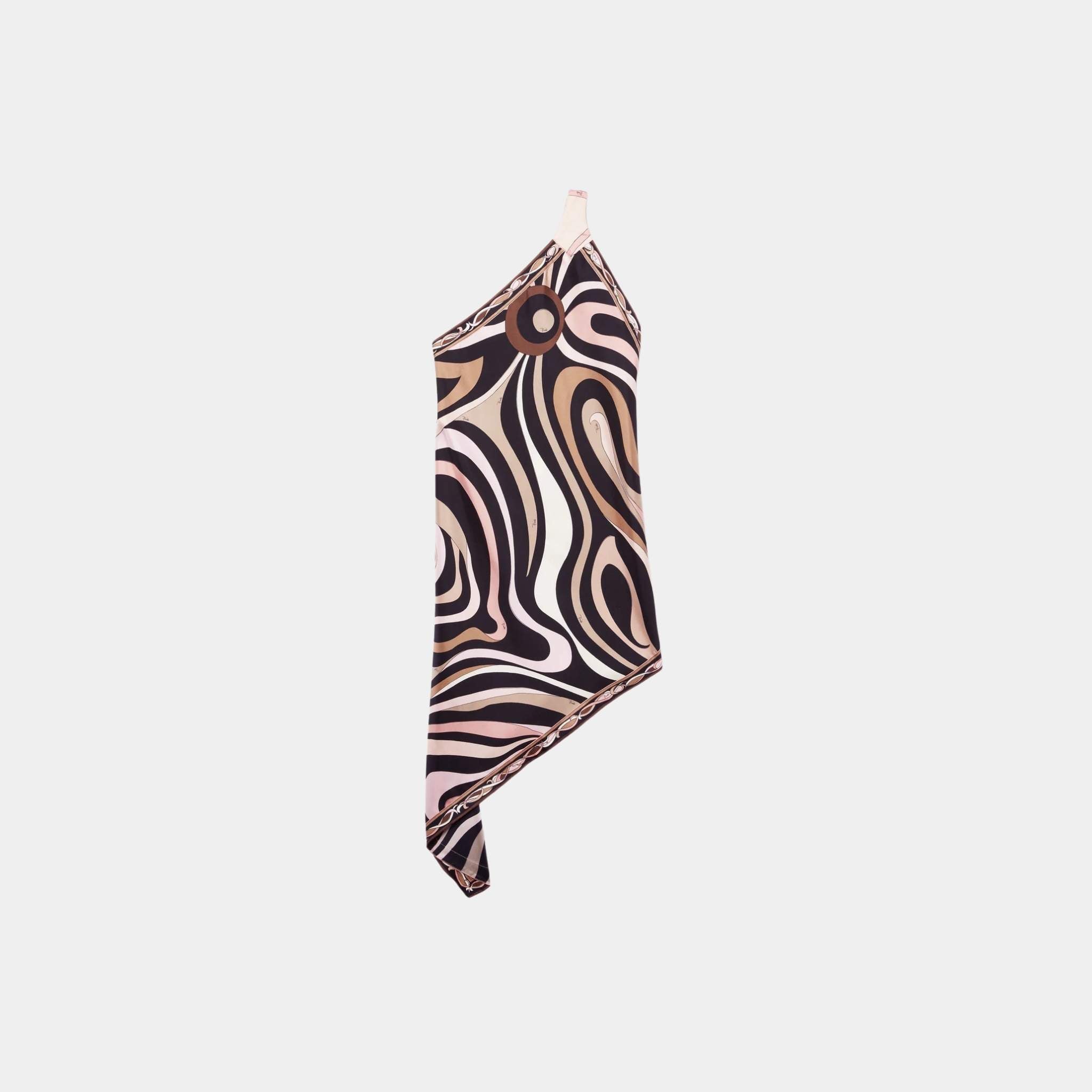 Marmo Print Asymmetrical Silk Twill Dress