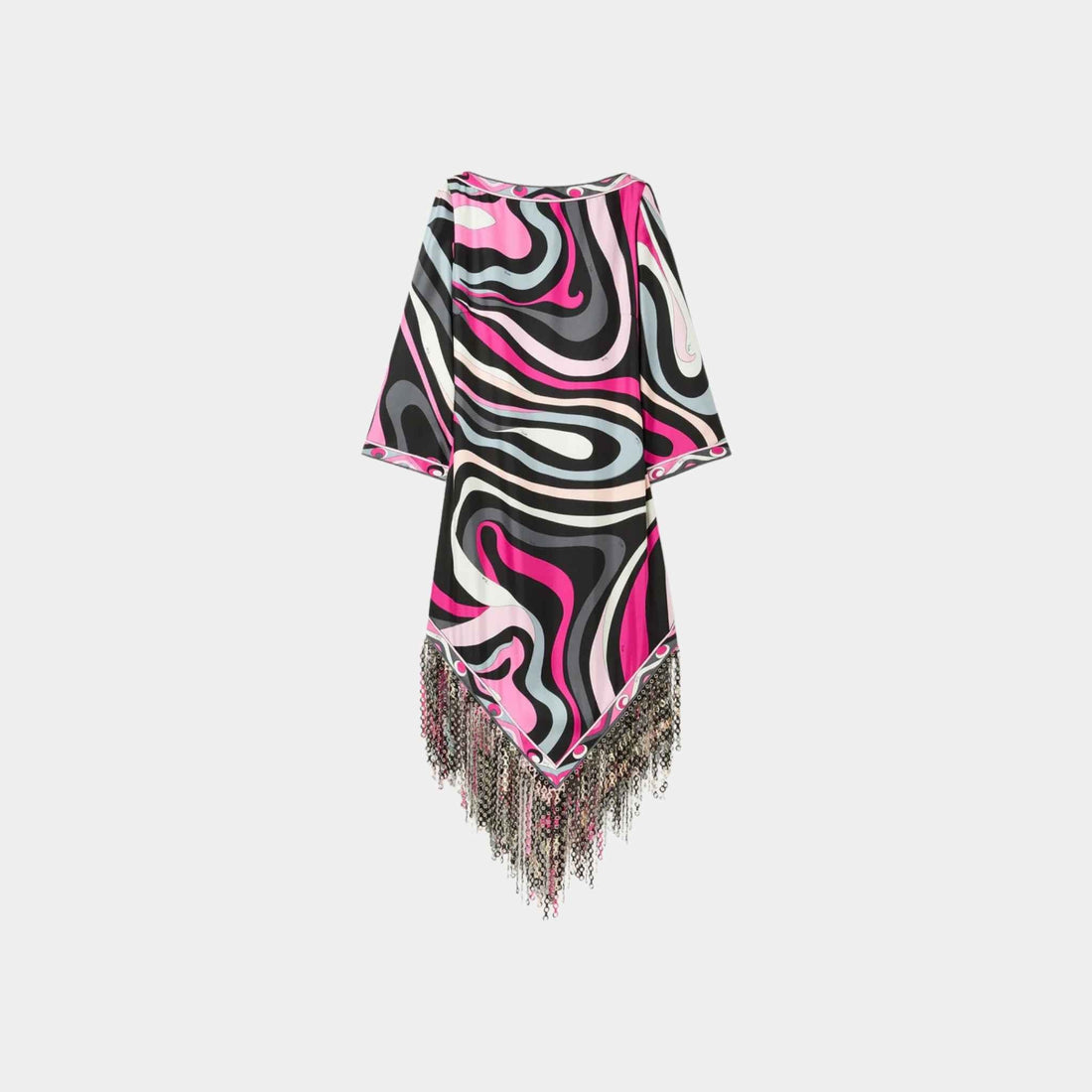 Marmo Print Dress With Fringes