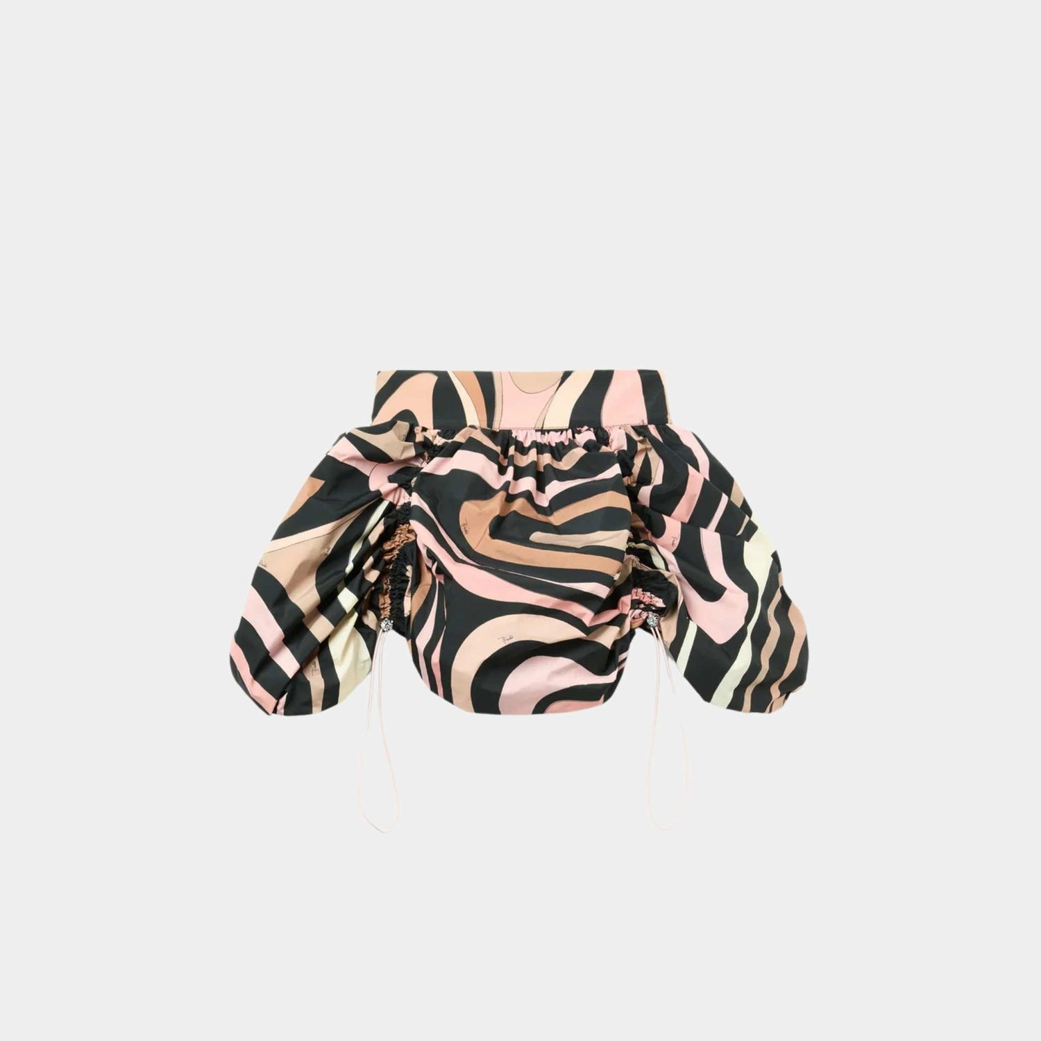 Marmo Print Flouncy Mini Skirt With Embroidered Tie Detail