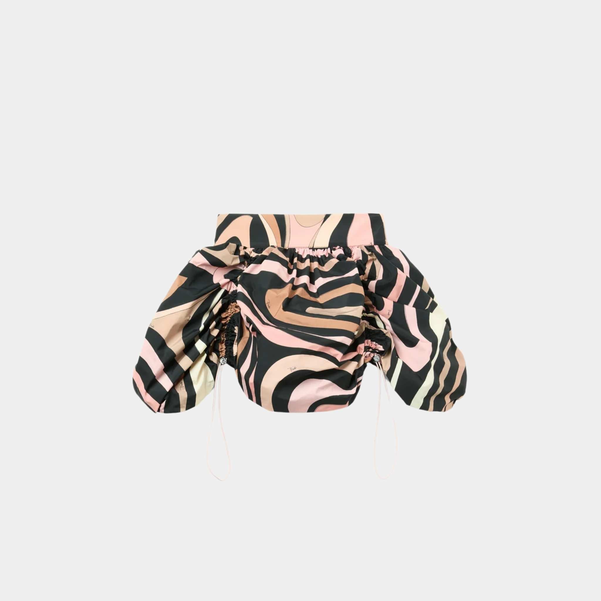 Marmo Print Flouncy Mini Skirt With Embroidered Tie Detail