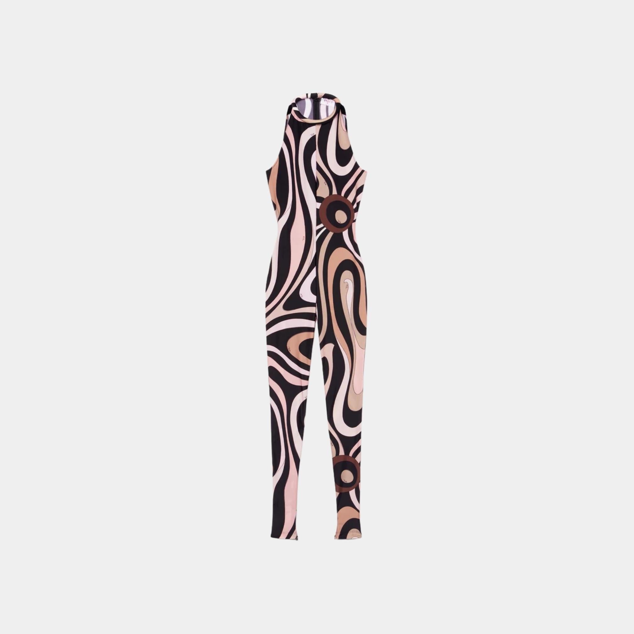 Marmo Print High Neck Jumpsuit