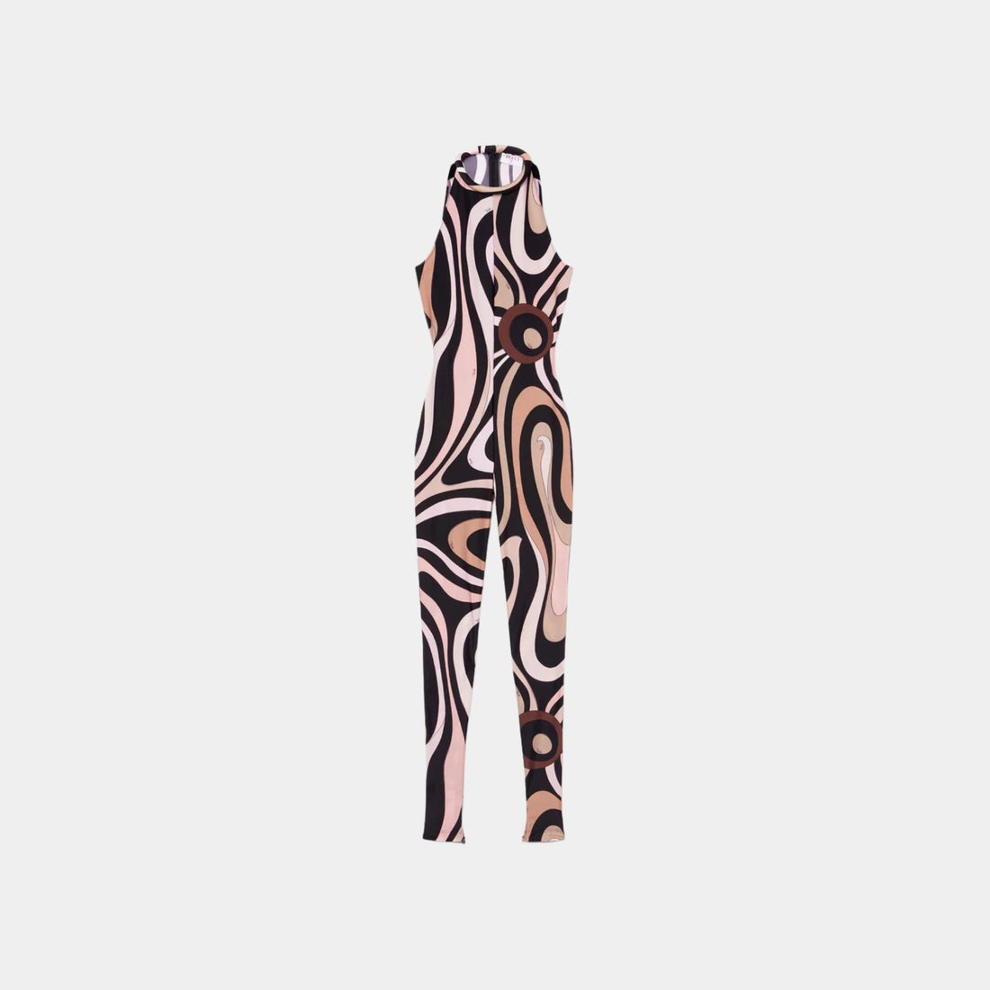 Marmo Print High Neck Jumpsuit