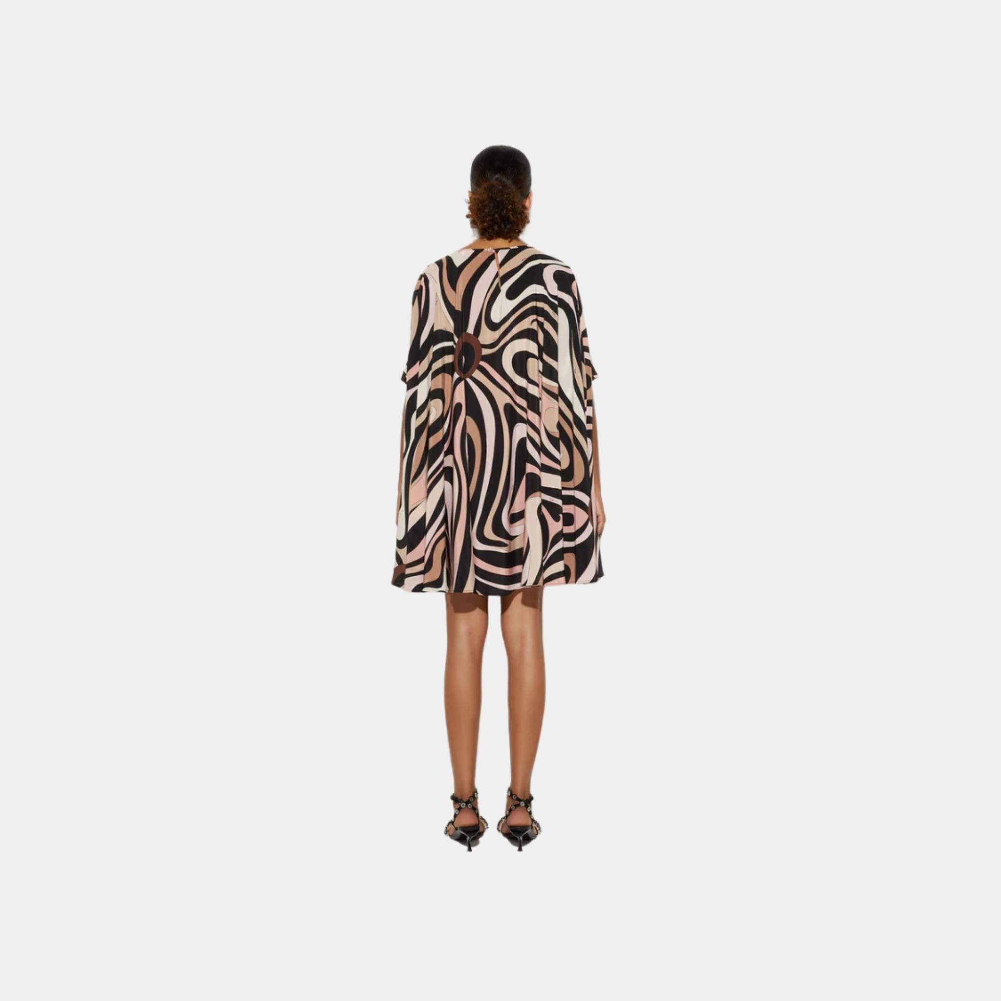 Marmo Print Kaftan Silk Mini Dress
