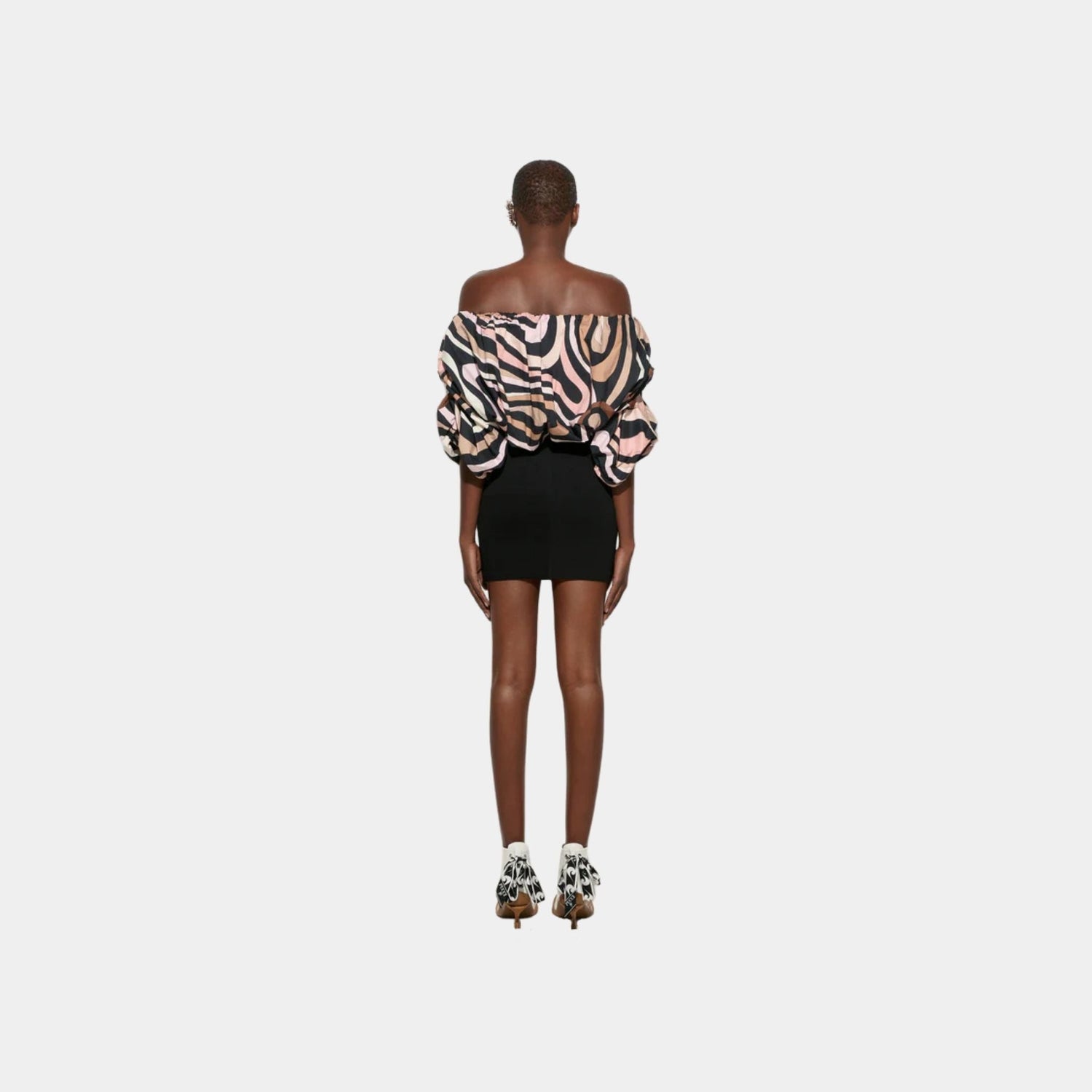 Marmo Print Off The Shoulder Mini Dress