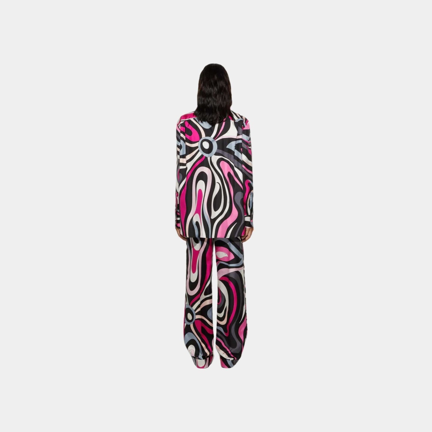 Marmo Print Oversized Fit Silk Shirt