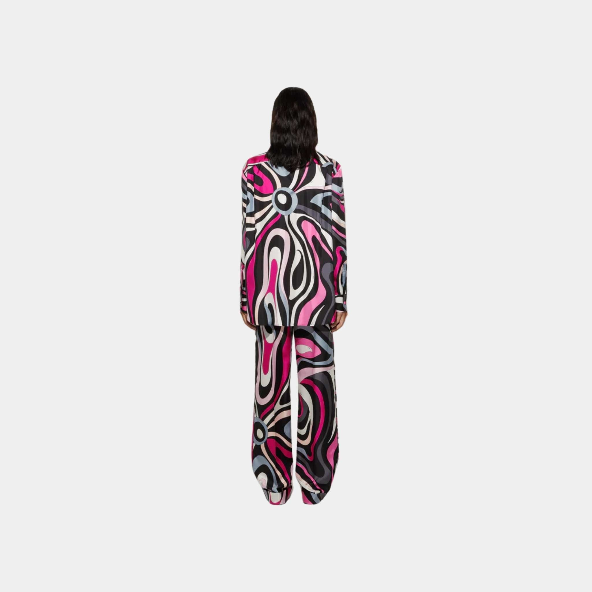 Marmo Print Oversized Fit Silk Shirt