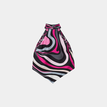 Marmo Print Silk Twill Drop Top