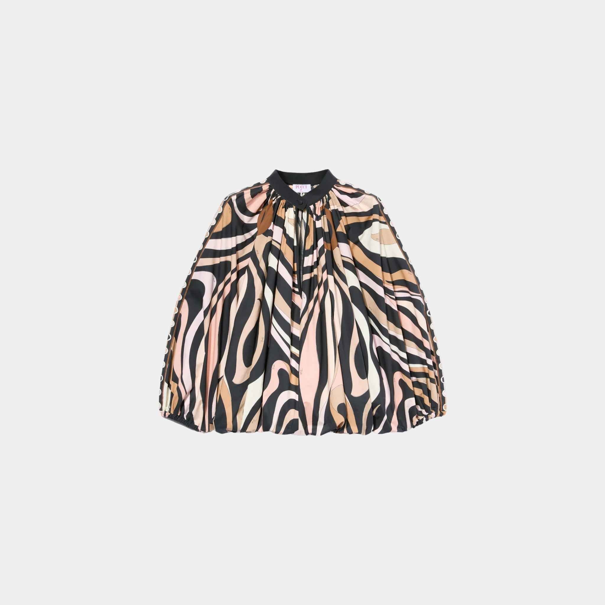 Marmo Print Voluminous Cotton Blouse