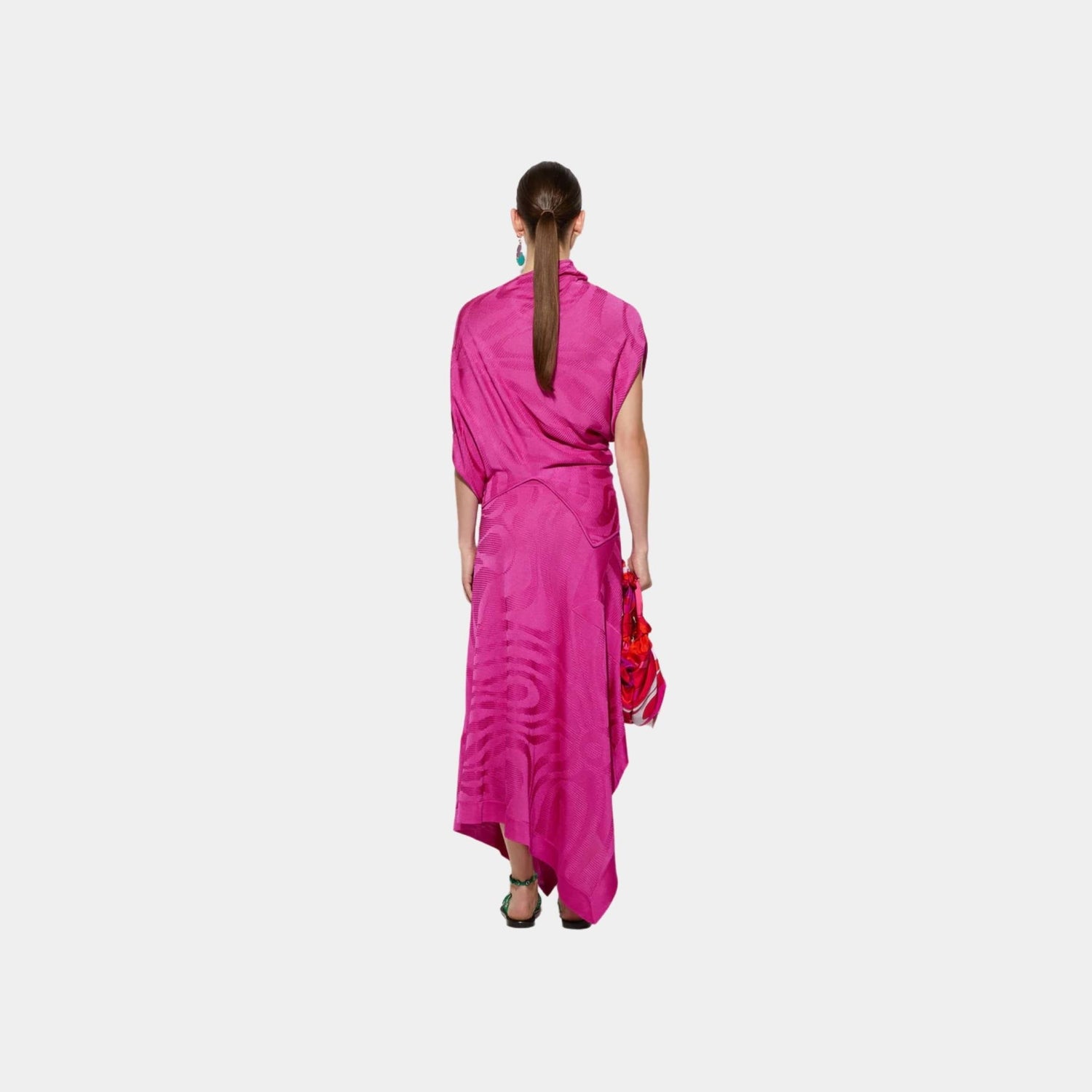 Marmo Texture Flowing Skirt With Ribbed Waistband