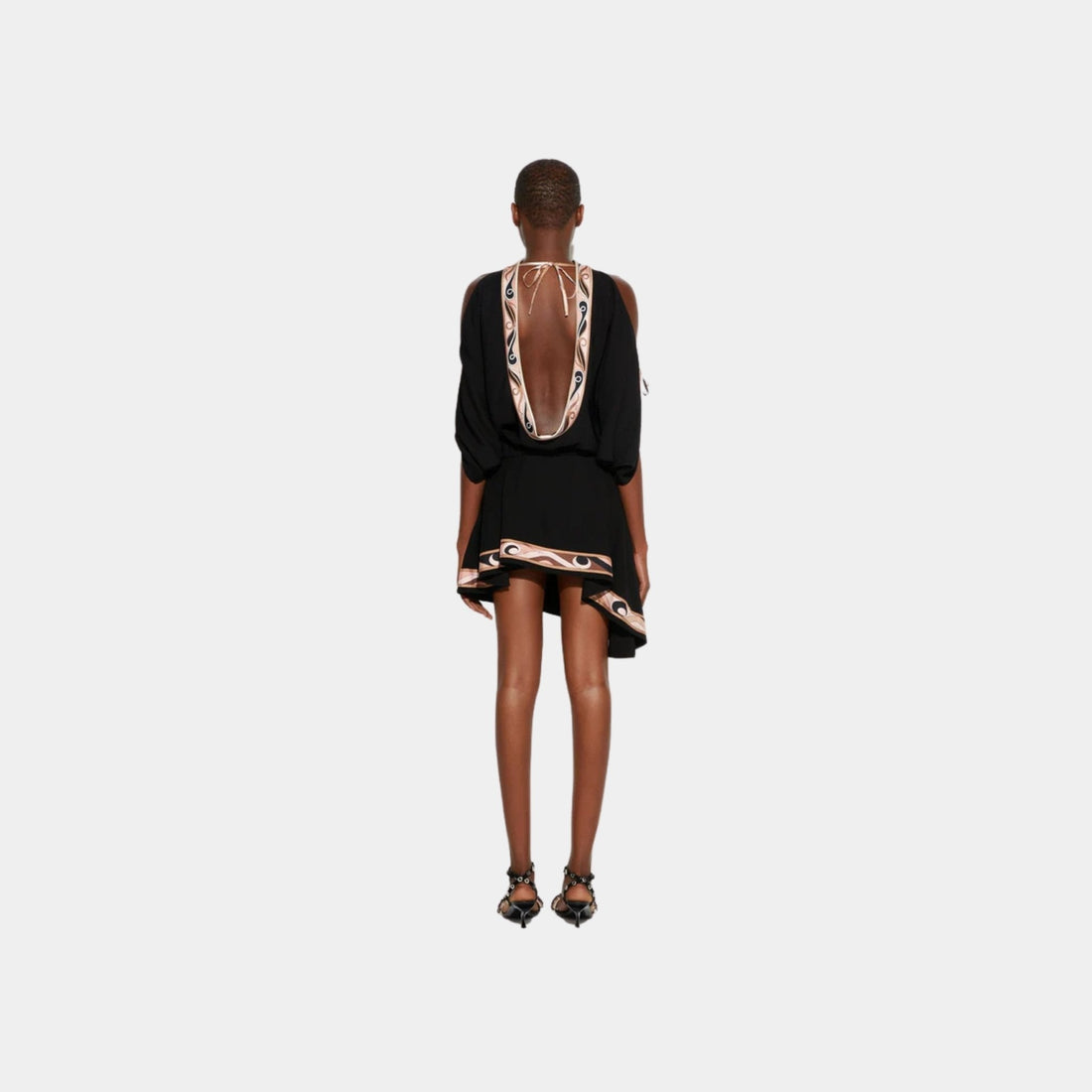 Mini Skirt With Asymmetrical Printed Hemline