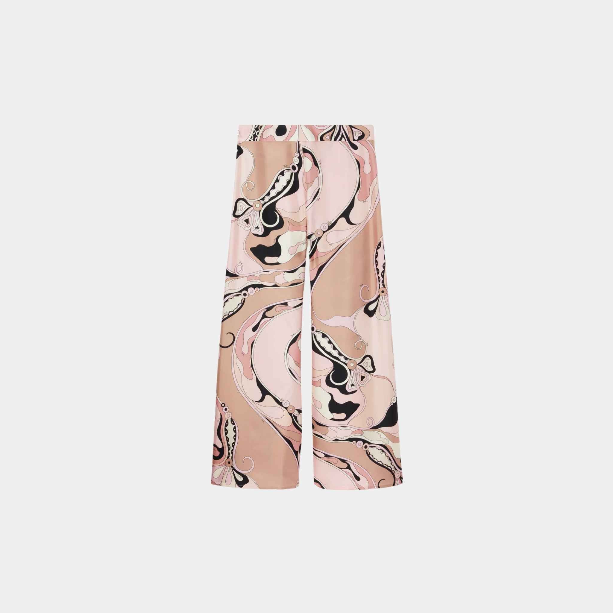 Orchidee Print Silk Twill Wide-Leg Pants