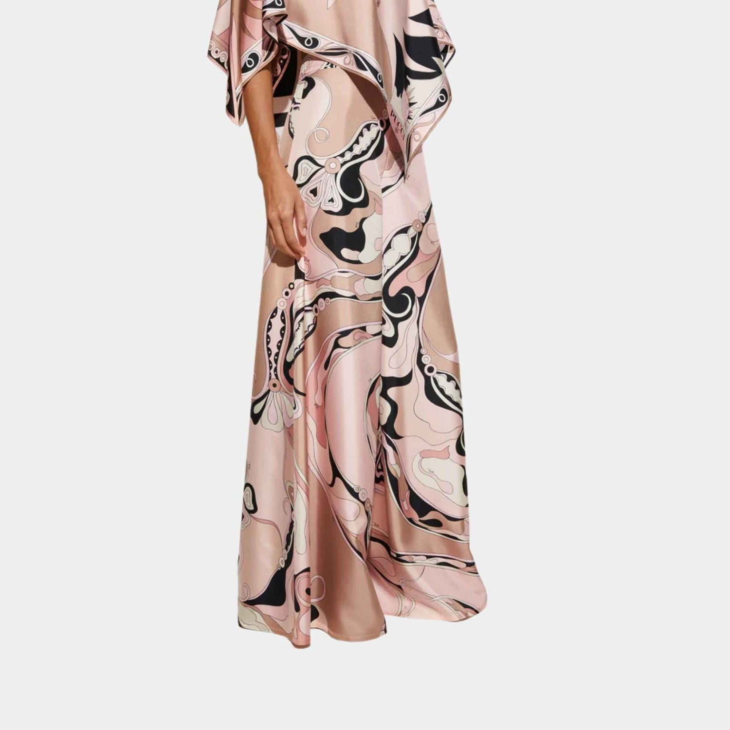 Orchidee Print Silk Twill Wide-Leg Pants