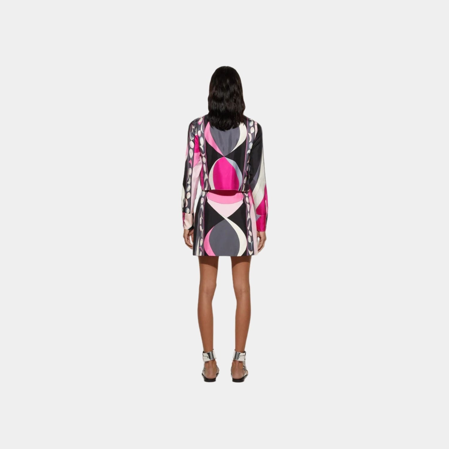 Pesci Print Cropped Silk Shirt