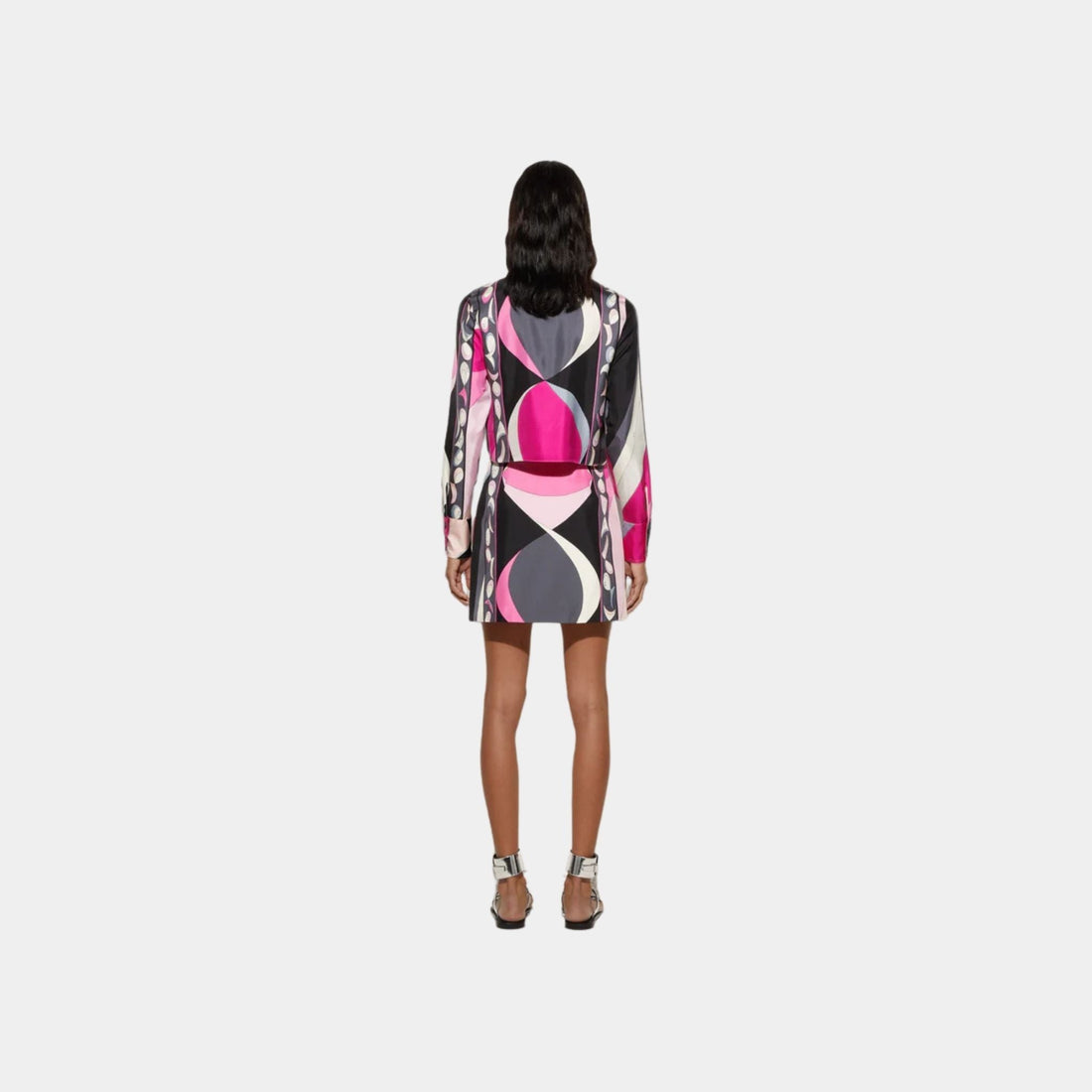 Pesci Print Cropped Silk Shirt
