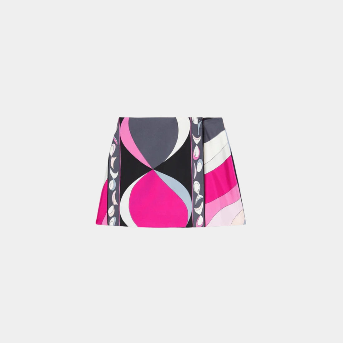 Pesci Print Silk Twill Miniskirt