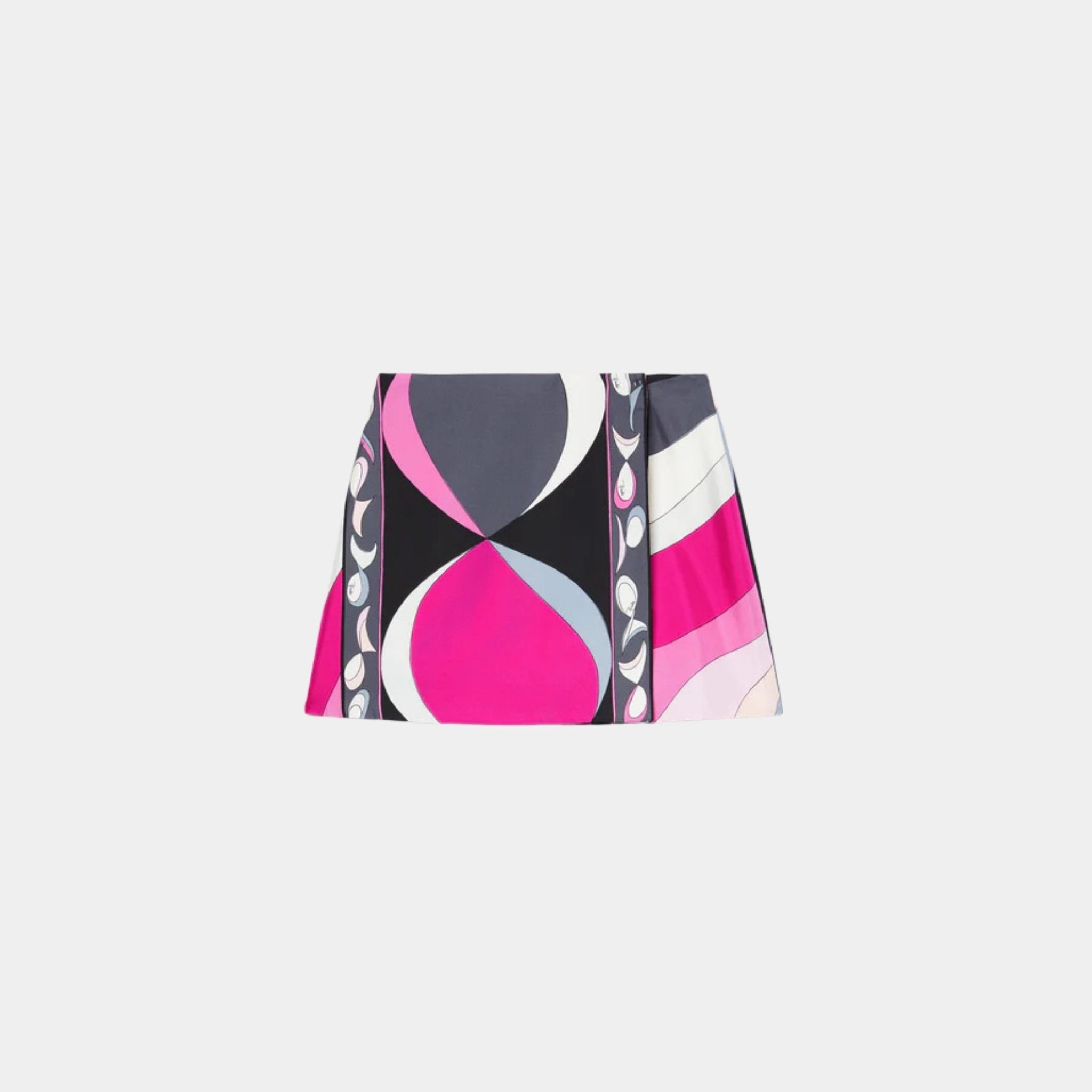 Pesci Print Silk Twill Miniskirt