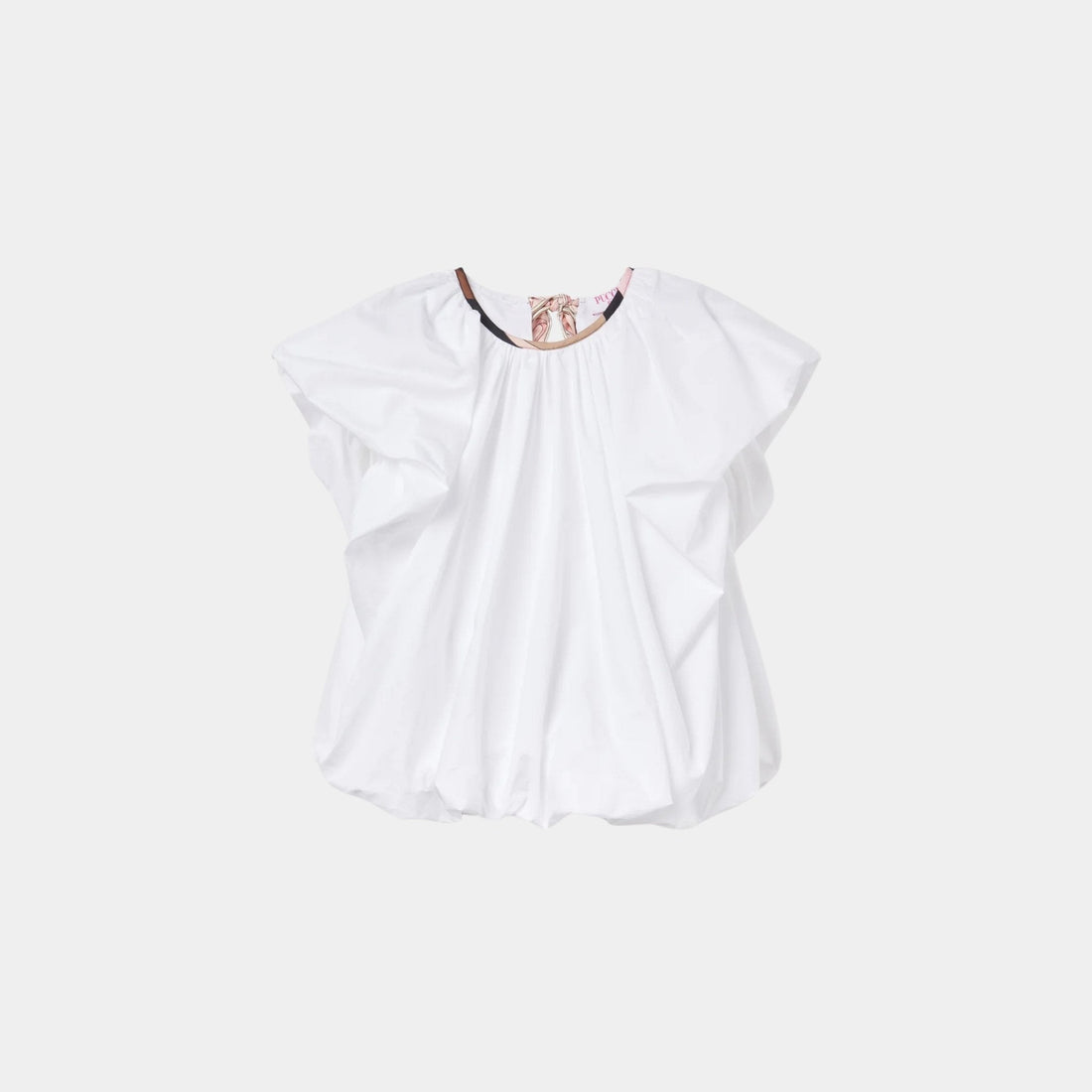Voluminous Top With Printed Neckline