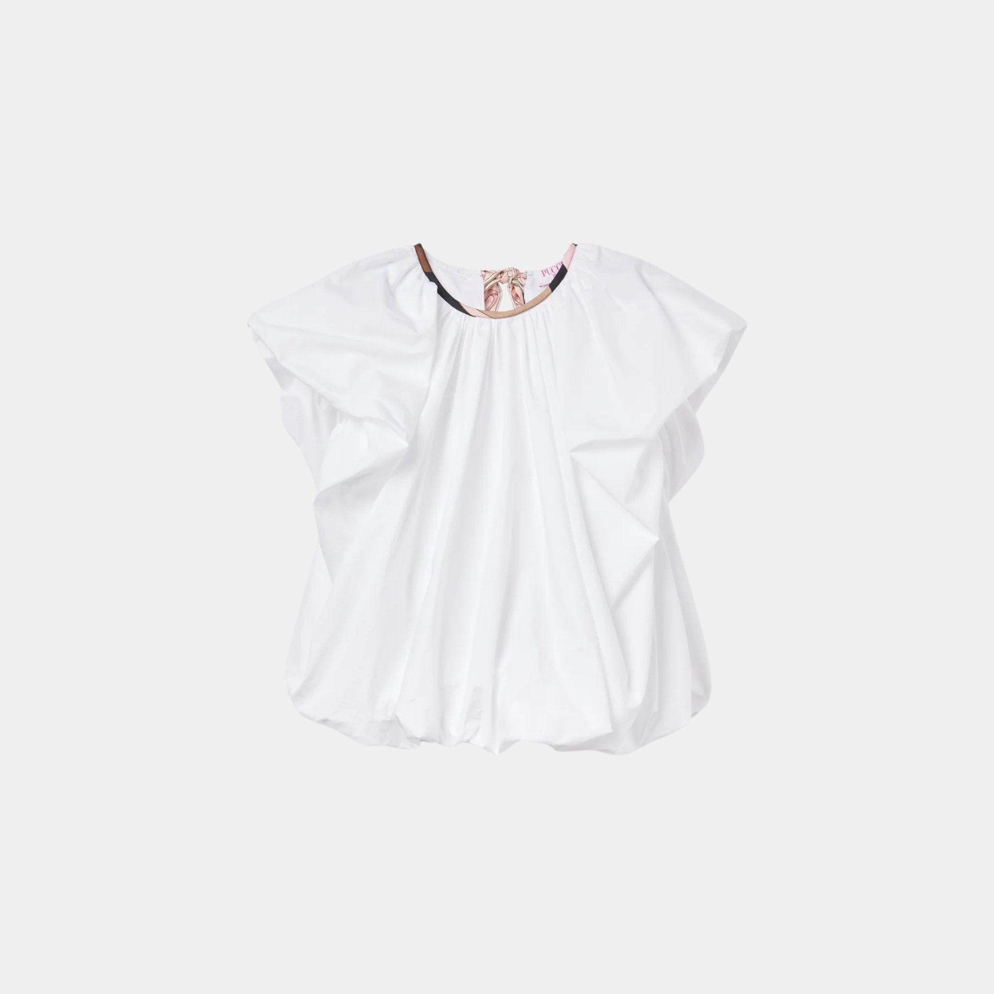 Voluminous Top With Printed Neckline