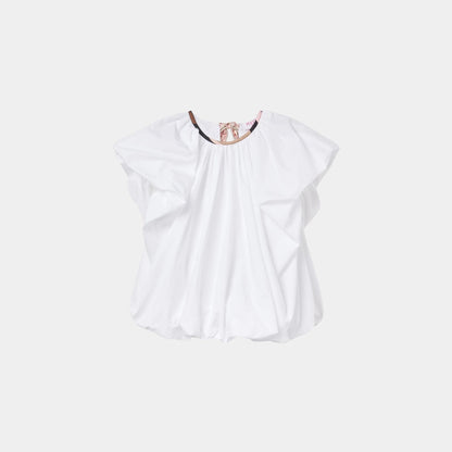Voluminous Top With Printed Neckline