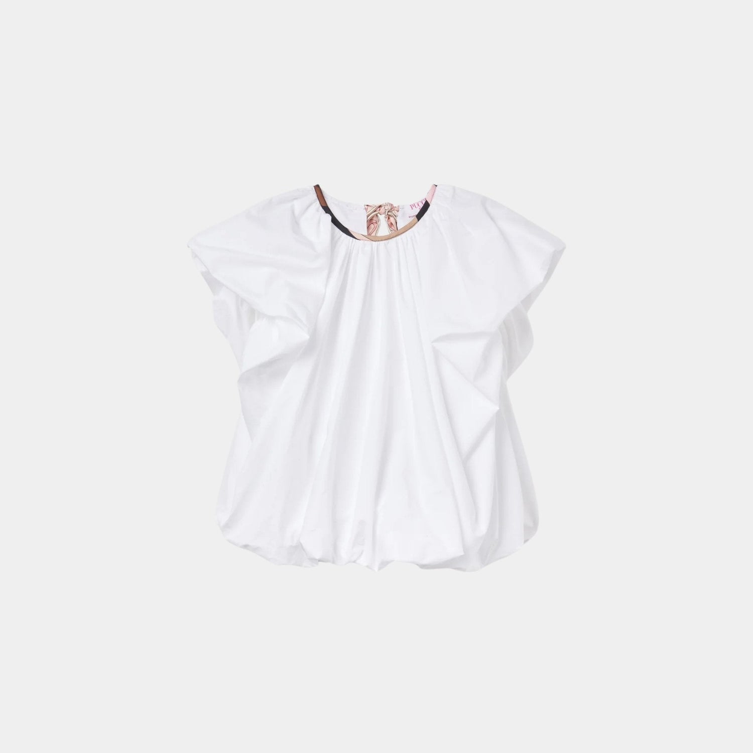 Voluminous Top With Printed Neckline