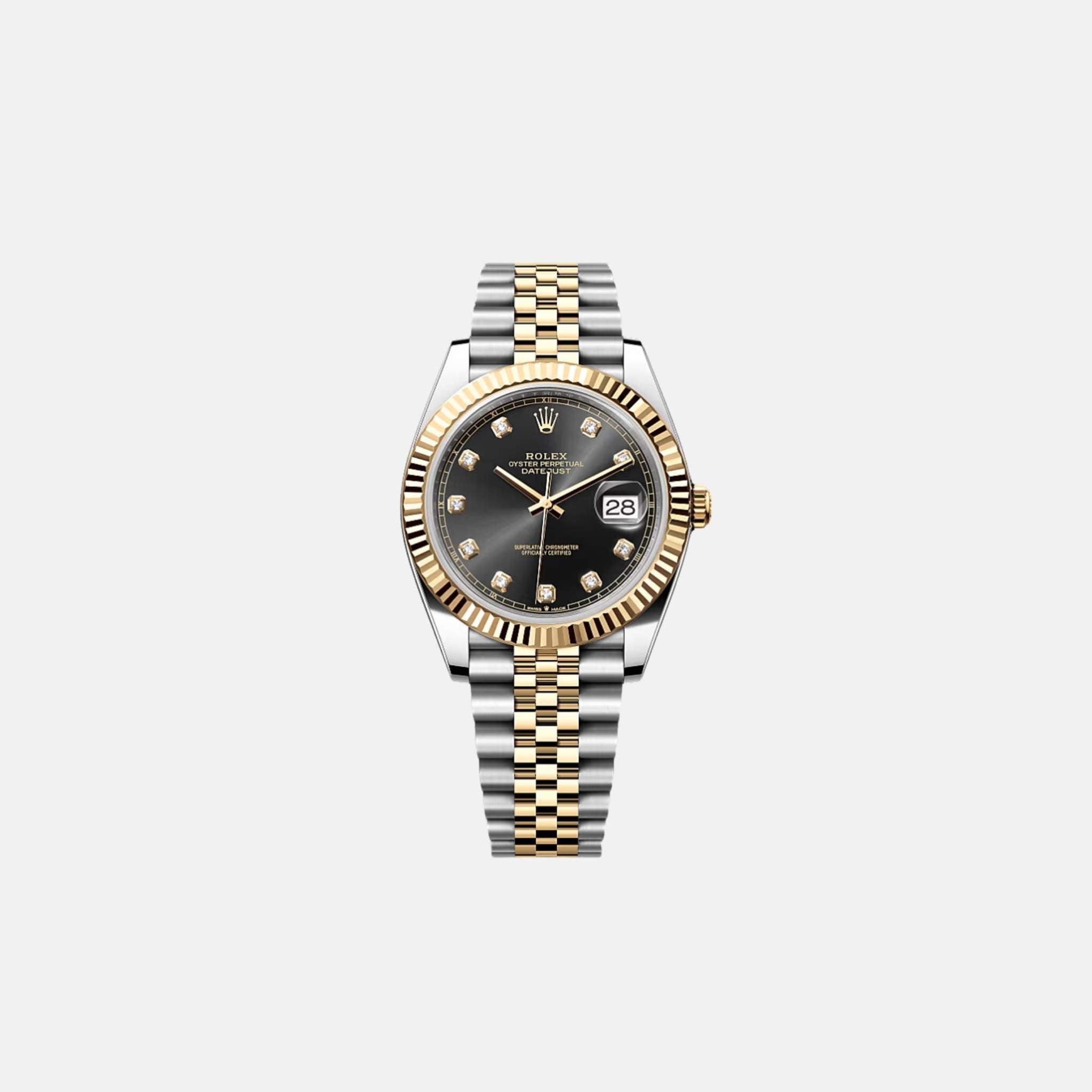 Datejust 41 M126333-0006 Black Diamond Dial Oyster Bracelet
