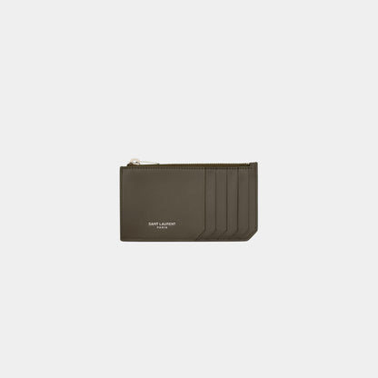 Saint Laurent Paris Fragments Zip Card Case Light Musk Leather