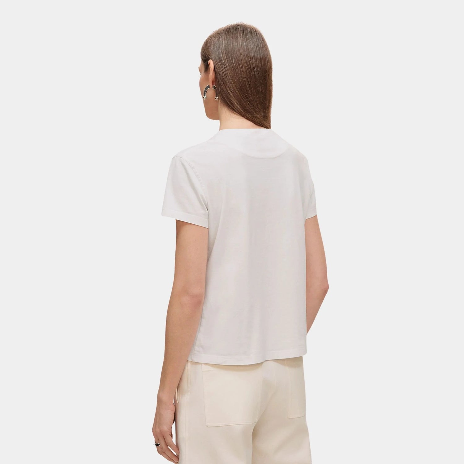 Straight T-shirt with Embroidered Pocket