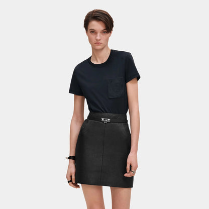 Straight T-shirt with Embroidered Pocket